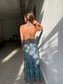 Floral open back silk dress