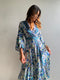 Blue Floral Kimono Dress