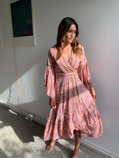 Rosa Floral Silk Kimono Dress