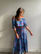 Blue Floral Silk Set Top and Skirt